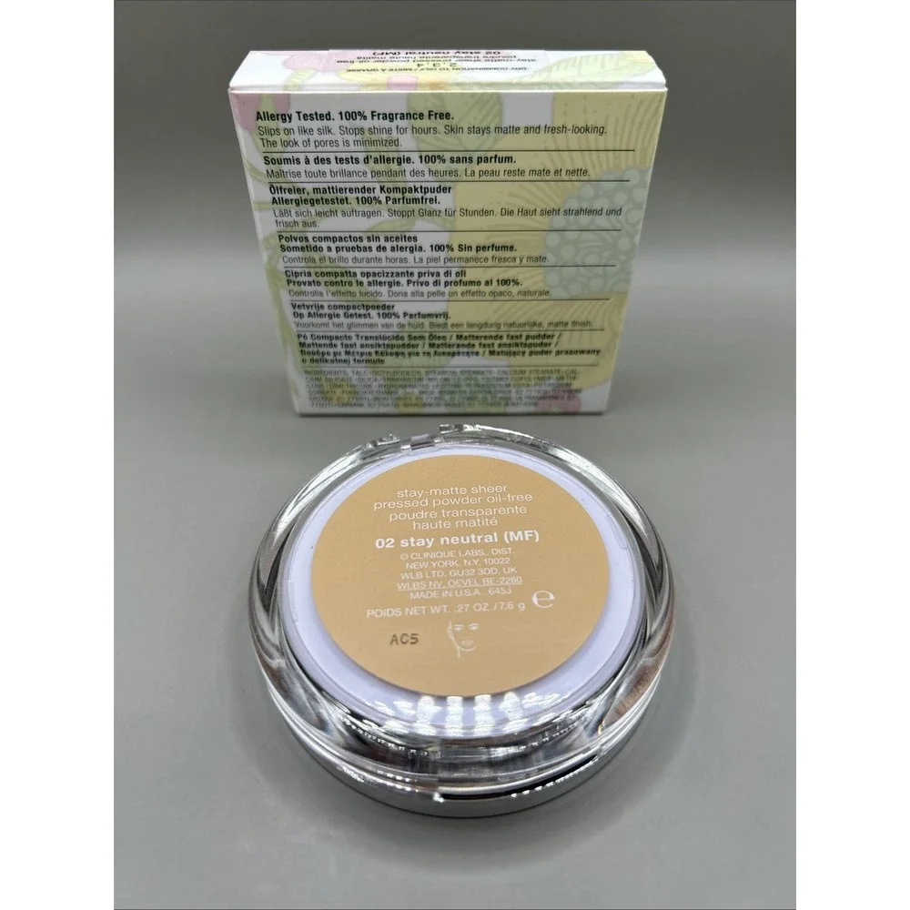 Clinique Stay Matte Sheer Pressed Powder Oil Free 02 Stay Neutral (MF)0.27oz New